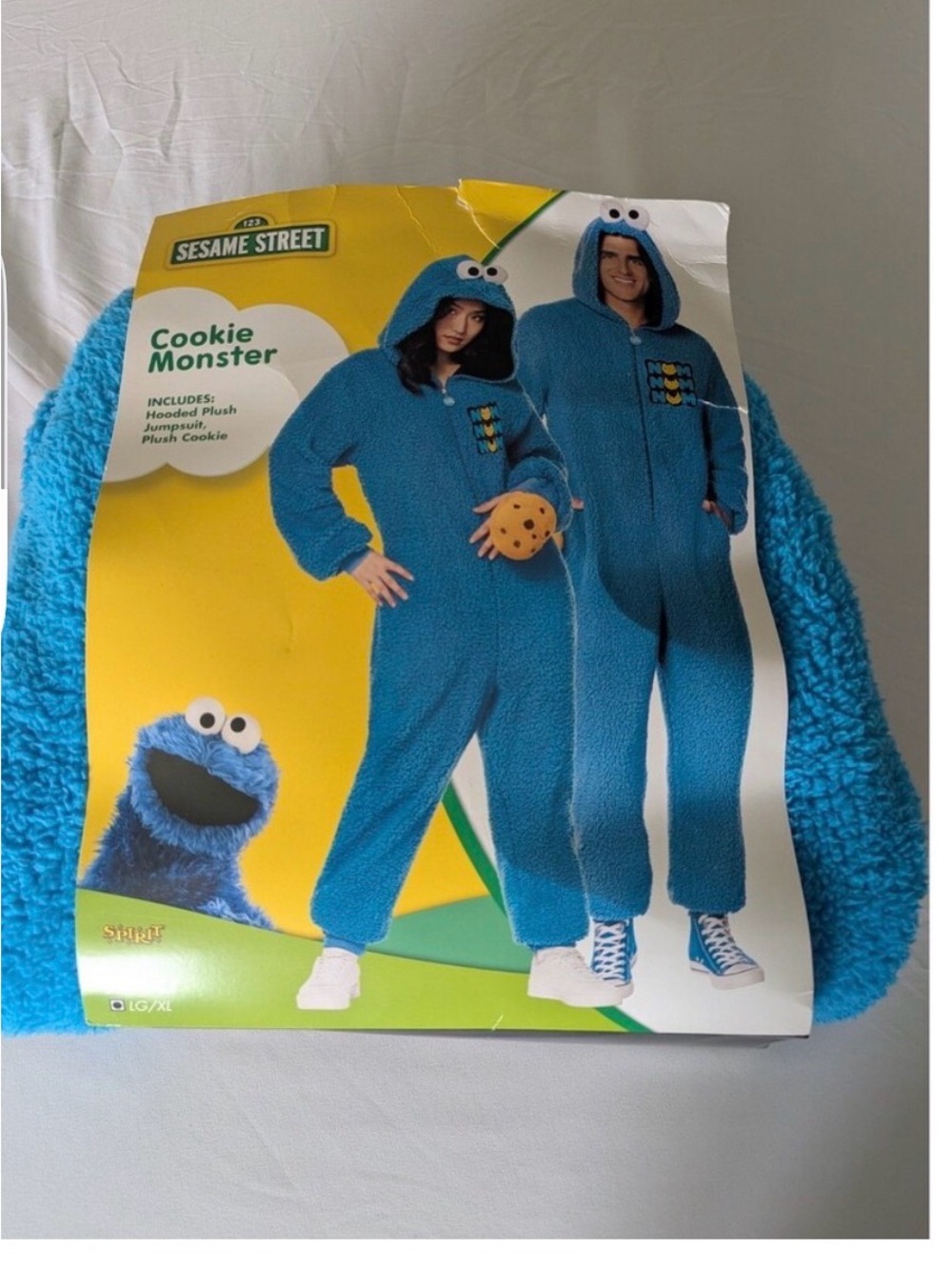 Sesame Street Cookie Monster Plush Blue Hooded Jumpsuit Costume